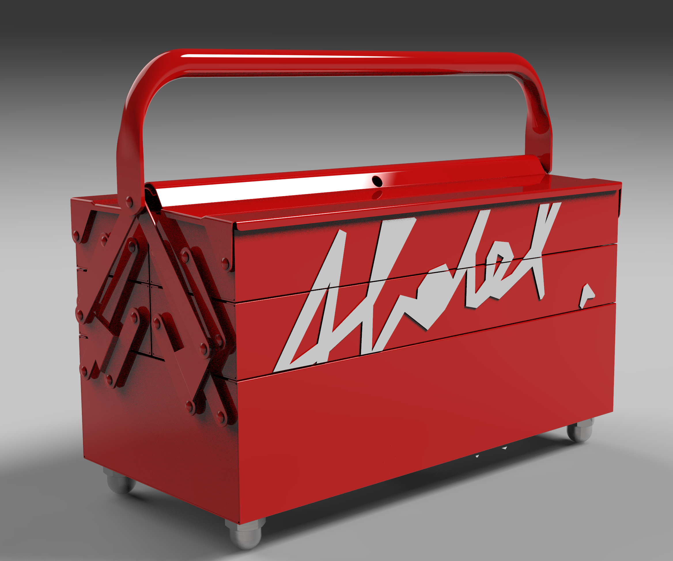 Boîte à outils rouge personnalisée avec design sur mesure